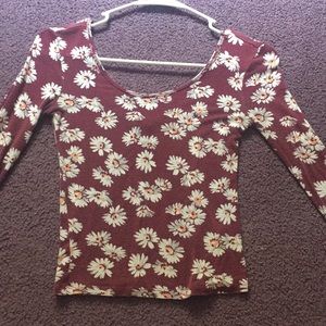 Floral long sleeve crop top